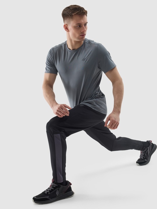 KOSZULKA 4F MĘSKA TRENINGOWA REGULAR SZYBKOSCHNĄCA - SZARA r. L