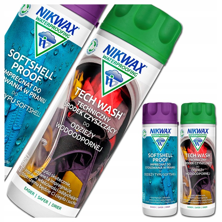 ZESTAW NIKWAX TECH WASH + IMPREGNAT SOFTSHELL PROOF DO PRANIA KURTEK