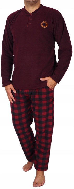 Piżama męska L POLAR krata GRUBA ciepła KIESZENIE