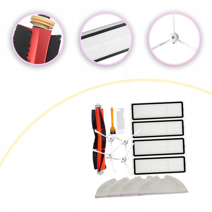 SZCZOTKI WAŁEK FILTRY PADY MOPY do XIAOMI MI ROBOROCK S50 S5 S6 MAX