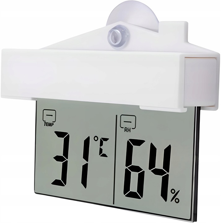 TERMOMETR ZEWNĘTRZNY WEWNĘTRZNY OKIENNY NA OKNO HIGROMETR CYFROWY °C/°F