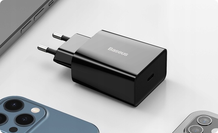BASEUS SZYBKA ŁADOWARKA SIECIOWA ZASILACZ USB-C TYPE-C 20W PD QC 3.0