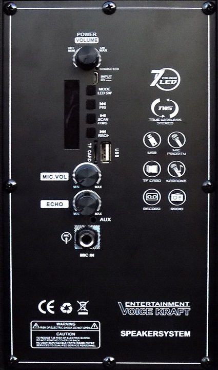 KOLUMNA PRZENOŚNA BLUETOOTH KARAOKE AKUMULATOR USB