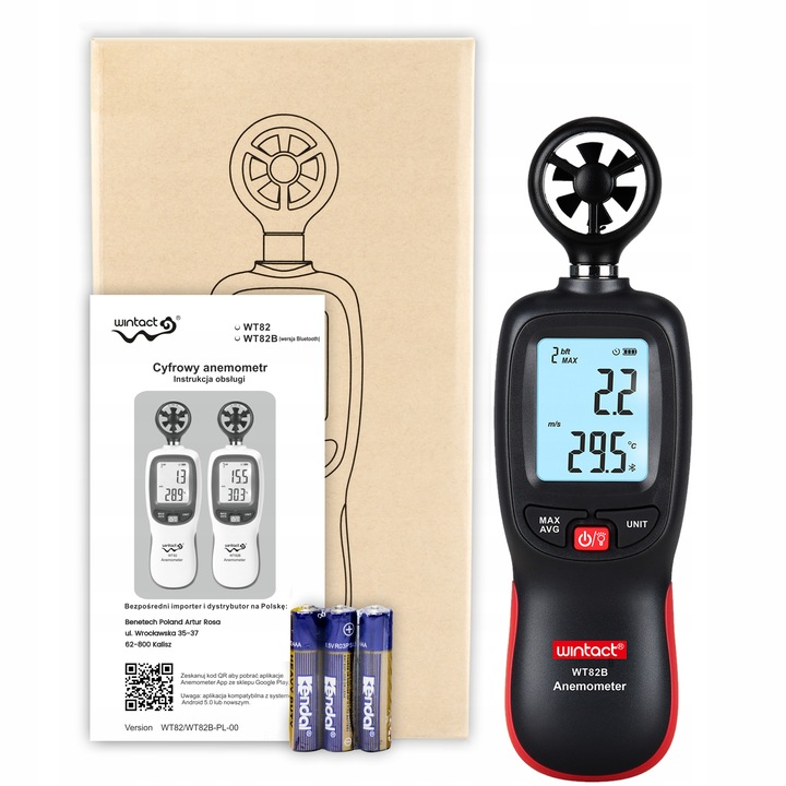 ANEMOMETR WIATROMIERZ POMIAR PRĘDKOŚCI POWIETRZA MIERNIK WIATRU TEMPERATURY