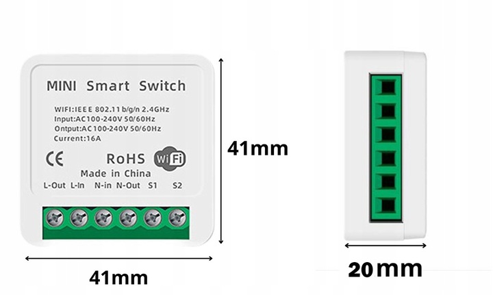 PRZEKAŹNIK WIFI TUYA Włącznik dopuszkowy 16A Smart Life Sterownik światła