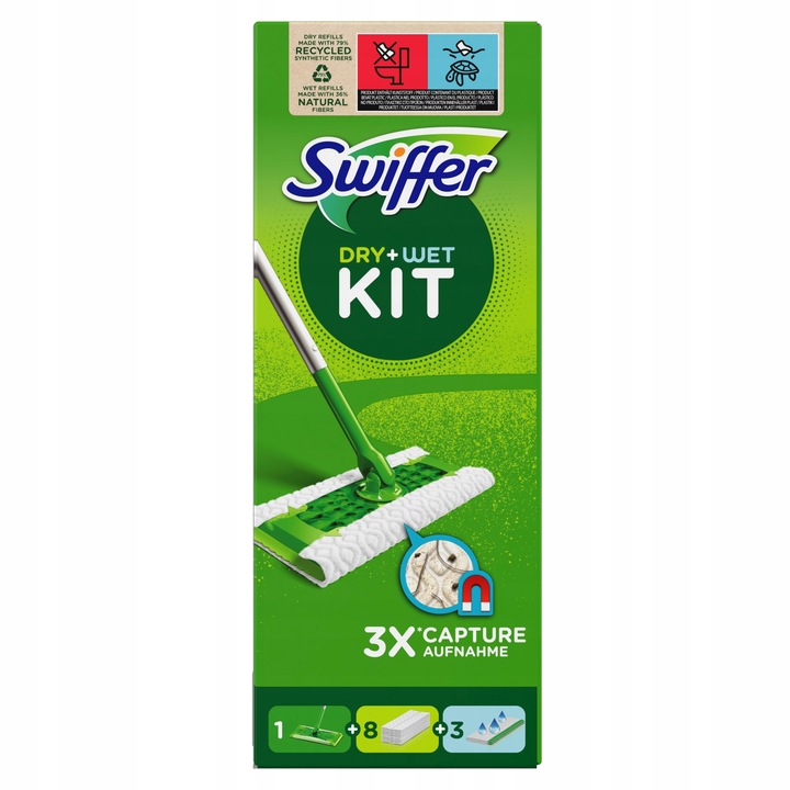 Swiffer Mop płaski zestaw startowy 11 wkładów ( 8 suchych 3 mokre)