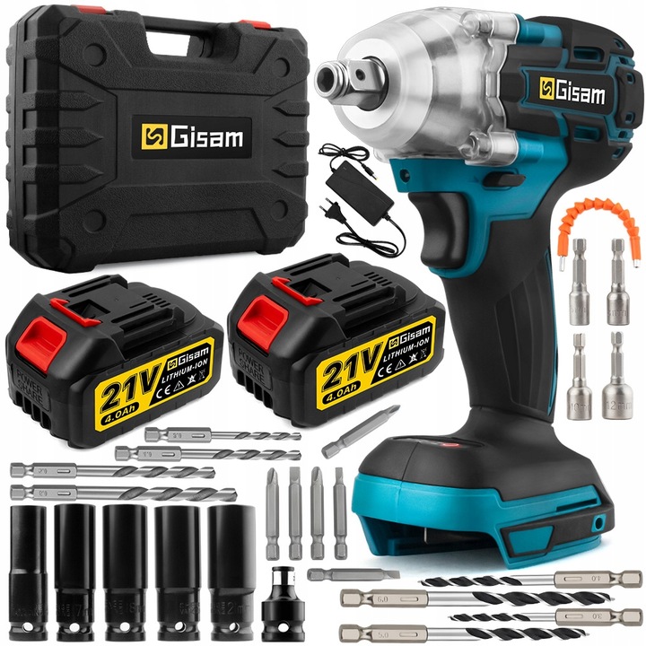 Bezszczotkowy klucz/wkrętarka udarowa 3 w 1 - akumulator, bateria i