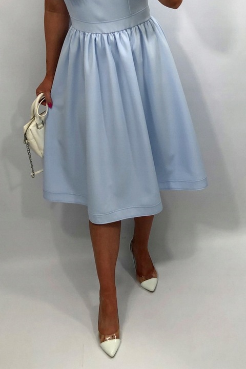 Sukienki Damskie Komunię Chrzciny Wesele Sukienka Elegancka Midi Błękit S