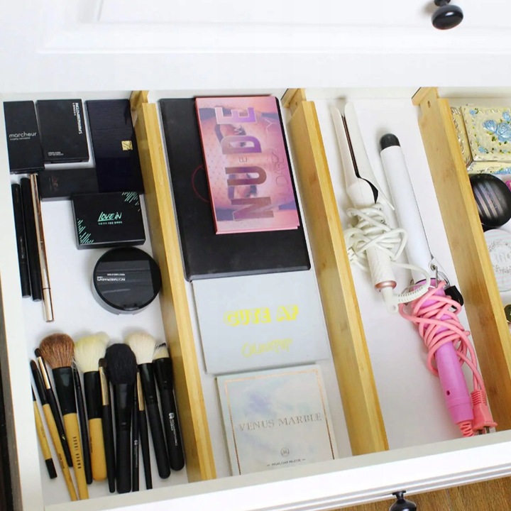 Przegrody do szuflad rozsuwane bambusowe organizer separator