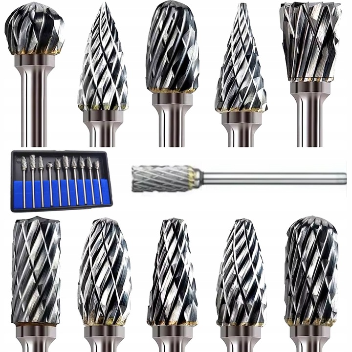 FREZY TRZPIENIOWE DO METALU 10SZT Z WĘGLIK WOLFRAMU Z WĘGLIKA