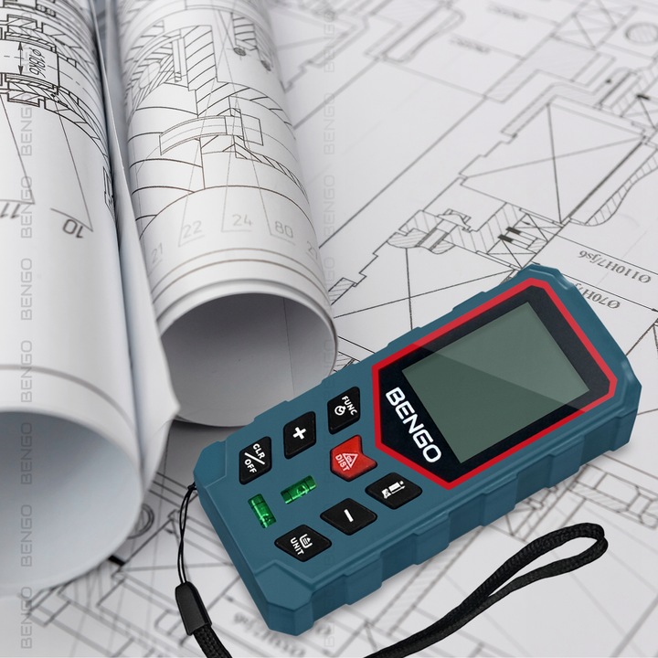 DALMIERZ LASEROWY 50m MIERNIK ODLEGŁOŚCI CYFROWY kątomierz poziomica