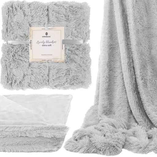 KOC WŁOCHACZ NARZUTA NA ŁÓŻKO PLED MIĘKKI GRUBY CIEPŁY 220x240 cm SZARY