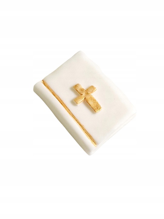 ZESTAW CUKROWY KOMUNIA KSIĄŻECZKA + HOSTIA BIAŁA komunijny dekoracja TORT N