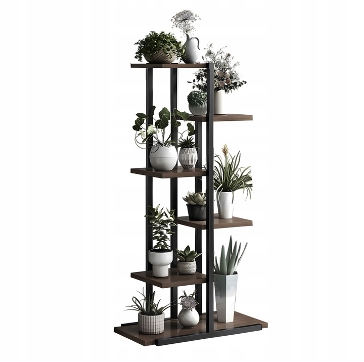 KWIETNIK METALOWY PIĘTROWY STOJĄCY STOJAK LOFT PÓŁKI NA KWIATY DĄB WYSOKI