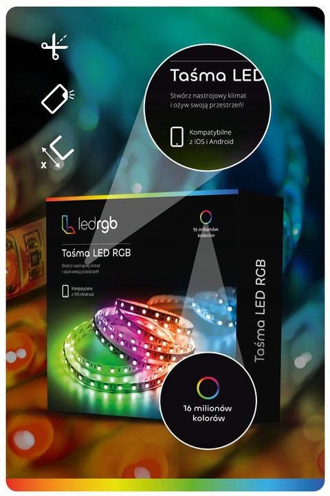 Taśma LED 10M RGB 5050 Bluetooth APLIKACJA MOBILNA PILOT MUZYKA ZESTAW
