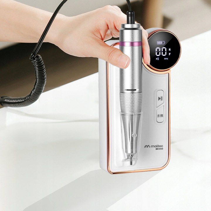 BEZPRZEWODOWA FREZARKA DO PAZNOKCI MANICURE PEDICURE ZE STACJĄ 50W + FREZY