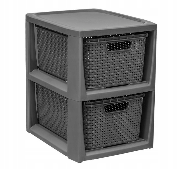 REGAŁ KOMODA STOJAK Z 2 KOSZAMI RATTAN BRANQ 1727A