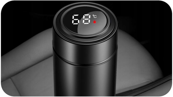 TERMOS KUBEK TERMICZNY BIDON NA KAWĘ HERBATĘ LED 500ML DUŻY SZCZELNY SMART