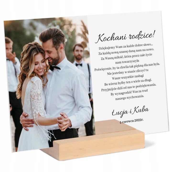 Podziękowanie prezent dla rodziców na ślub Wasze zdjęcie na szkle w 1 dzień