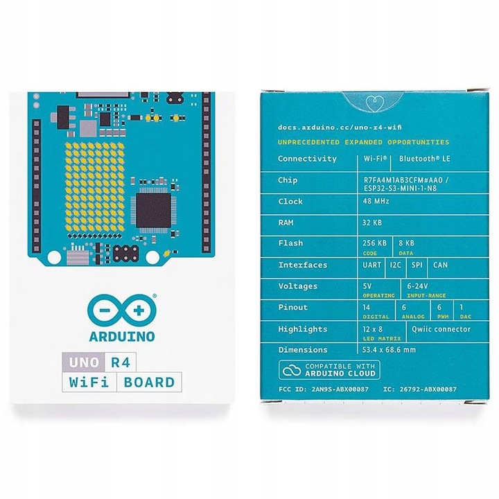 Mikrokontroler Arduino UNO R4 WiFi oryginał ABX00087 wyświetlacz 12x8 USB-C