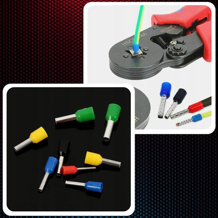 ZACISKARKA DO KONEKTORÓW DO TULEJEK PRASA PRASKA SZCZYPCE + 1200 TULEJEK