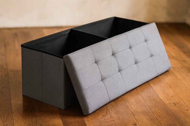 PUFA Z POJEMNIKIEM SKRZYNIA TAPICEROWANA SIEDZISKO OTWIERANA SCHOWEK