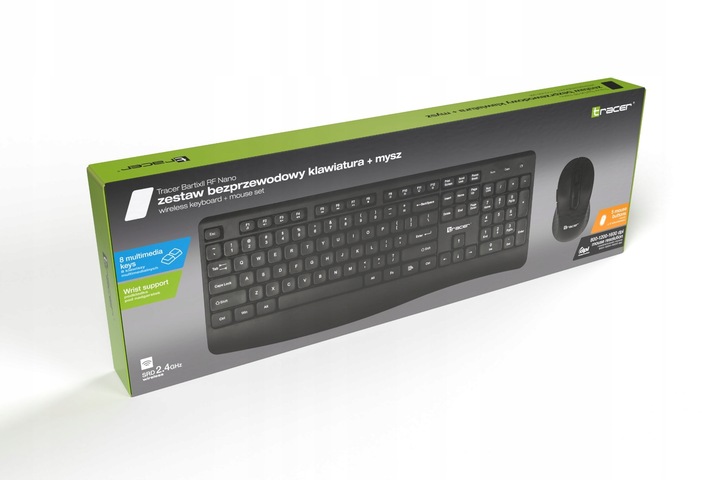 KLAWIATURA I MYSZ BEZPRZEWODOWA ZESTAW CZARNY USB 1600 DPI REGULOWANE NÓŻKI