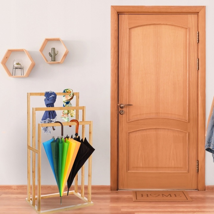 Stojak wieszak łazienkowy drewniany bambus regał drabinka półka uniwersalny