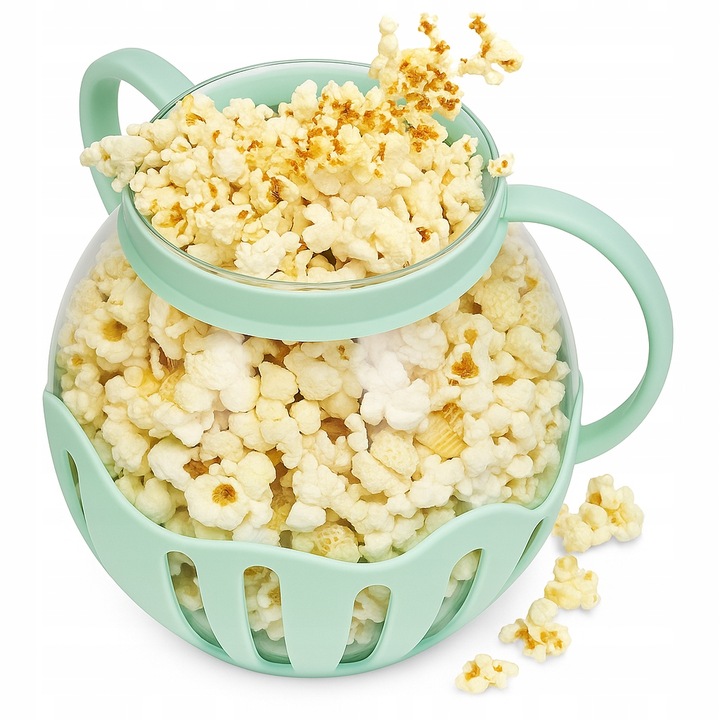 DZBANEK DO ROBIENIA POPCORNU W MIKROFALÓWCE SZKLANY 3w1 POPCORN MAKER