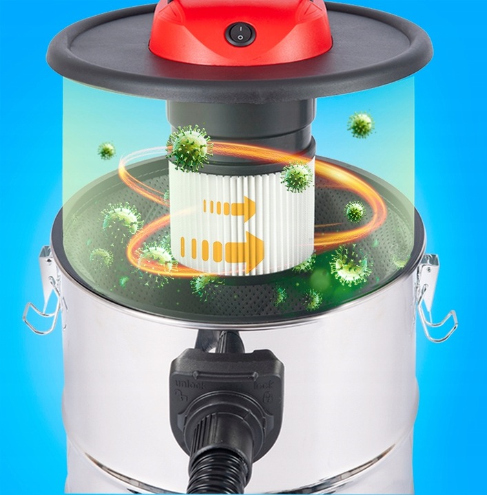 ODKURZACZ PRZEMYSŁOWY 2000W SUCHO DO KOMINKA GRUZU POPIOŁU DMUCHAWA