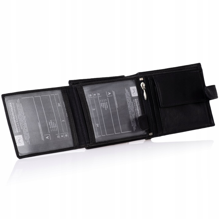 SEPHER Portfel 100% Skórzany Męski CZARNY zatrzask