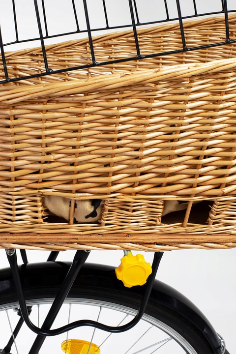 KOSZ ROWEROWY WIKLINOWY NA BAGAŻNIK TRANSPORTER TYLNY KOSZYK DUŻY PODUSZKA