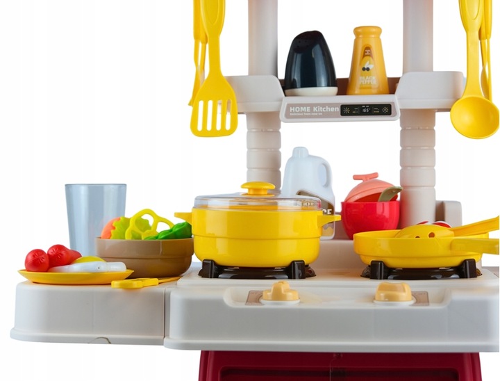 Duża Kuchnia Dla Dzieci 66 cm Kran Para Palniki + Akcesoria Spożywcze