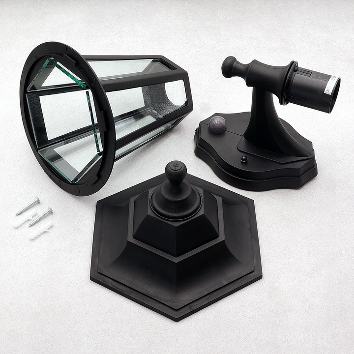LAMPA OGRODOWA ZEWNĘTRZNA LATARNIA Z CZUJNIKIEM RUCHU I ZMIERZCHU E27
