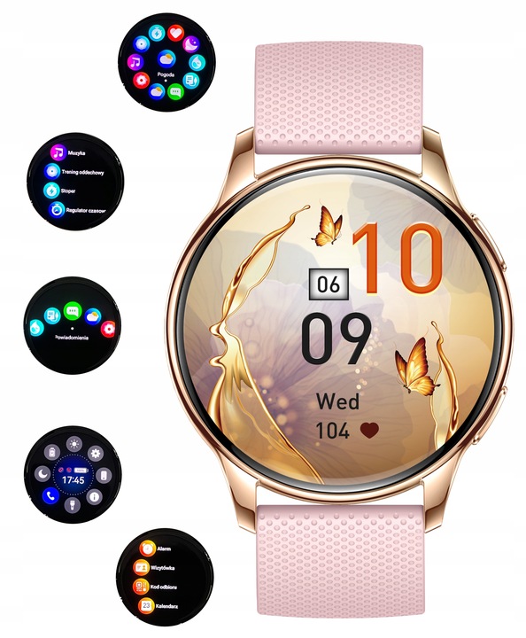 SMARTWATCH ZEGAREK DAMSKI ELEGANCKI ROZMOWY CIŚNIENIE MENU Polskie AMOLED