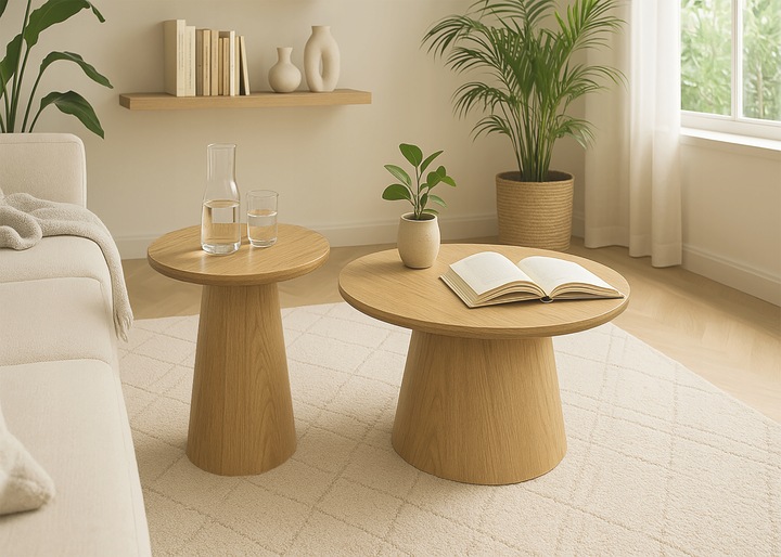 ZESTAW STOLIKÓW KAWOWYCH STYL BOHO SCANDI JAPANDI ZESTAW 2SZT Ø60