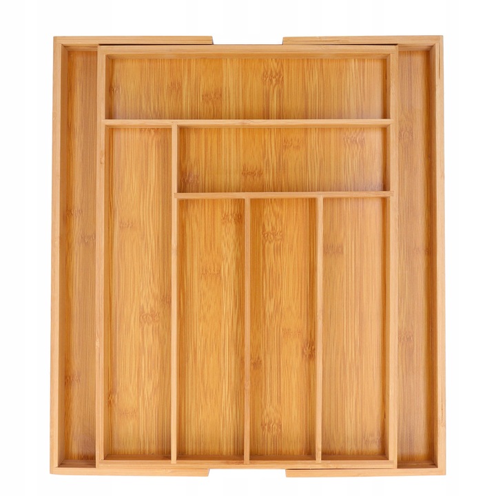 WKŁAD DO SZUFLADY na sztućce bambusowy rozsuwany regulowany organizer 52x43