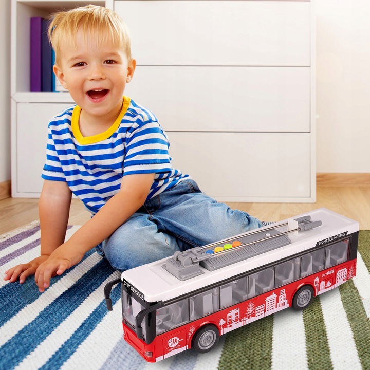 AUTOBUS MIEJSKI INTERAKTYWNY Z NAPĘDEM 1:16 OTWIERANE DRZWI DLA DZIECI