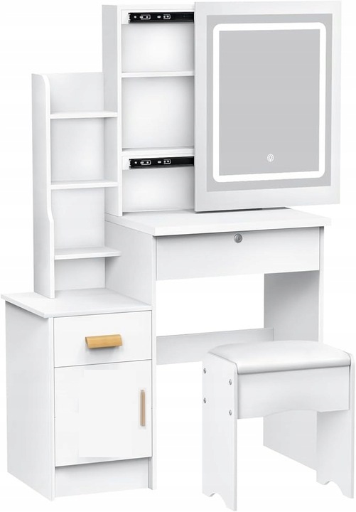 TOALETKA DO MAKIJAŻU LED Z LUSTREM NA PREZENT KOBIETY KOSMETYCZKA +