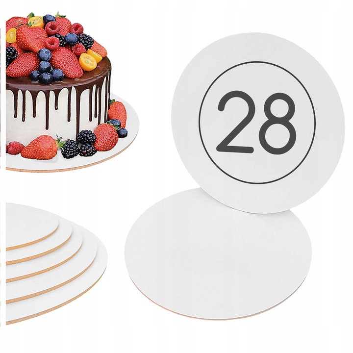 Podkład pod tort HDF BEZZAPACHOWY 28 cm 5 szt Biały Okrągły Brand4Cake