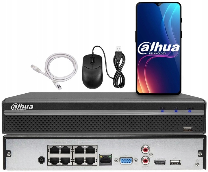 Zestaw Monitoringu IP Dahua 6 Kamer 8Mpx 4K Rejestrator 8 Kanałów PoE