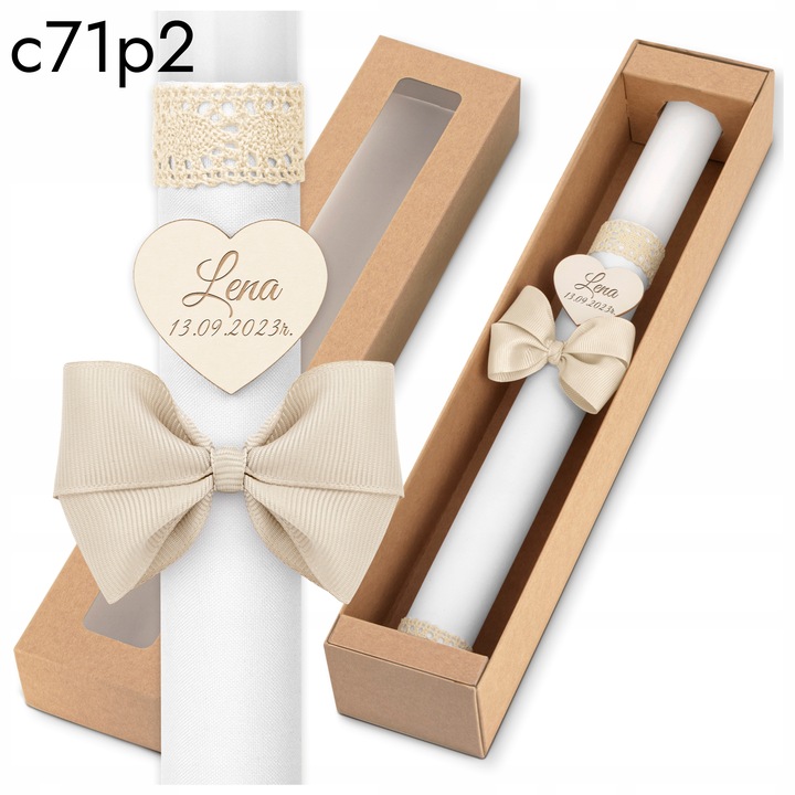 Świeca Komunijna + pudełko - Świeca do Komunii - Imienna Świeca na