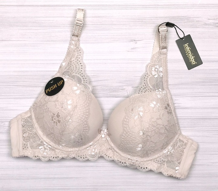 Intimidao 85B Biustonosz duży push-up powiększa biust pudrowy