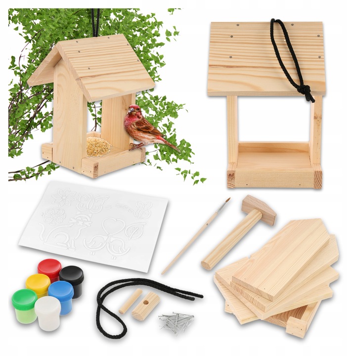 Karmnik dla ptaków drewniany DIY Zestaw do samodzielnego montażu