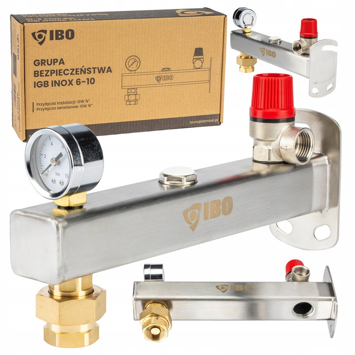 GRUPA BEZPIECZEŃSTWA DO NACZYNIA DO C.W.U 6 BAR STAL NIERDZEWNA INOX IGB