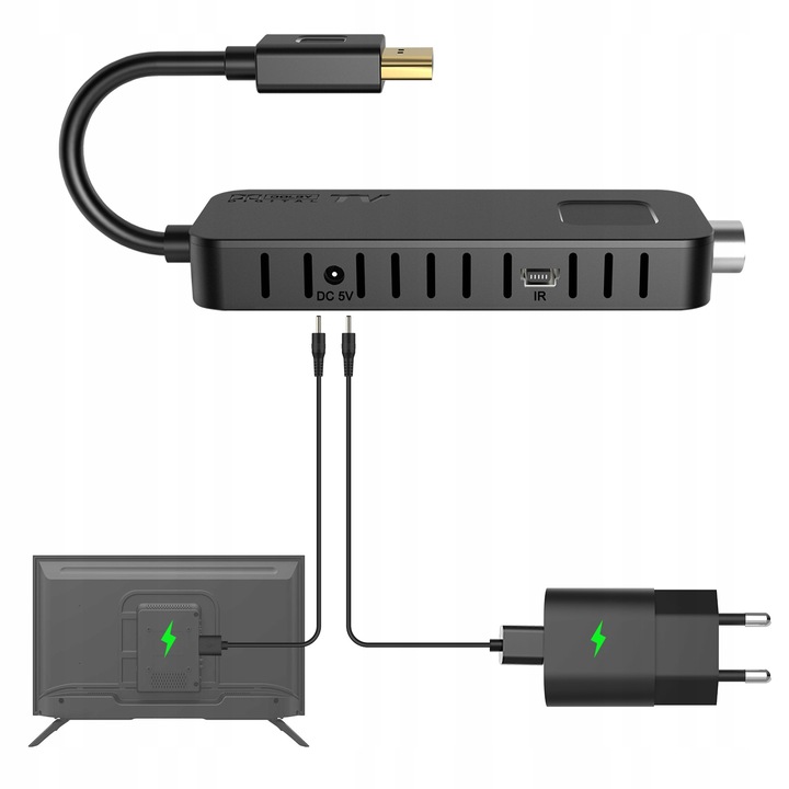 Tuner dekoder dvbt2 hevc mini stick tv naziemnej