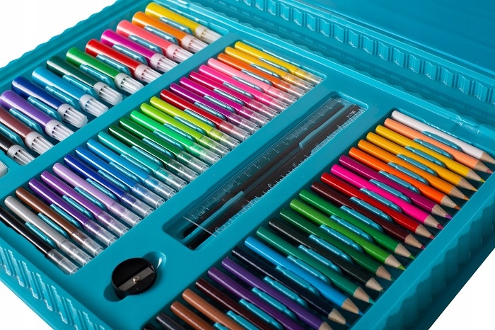 ZESTAW DO MALOWANIA RYSOWANIA ARTYSTYCZNY WALIZKA Niebieska DZIECI PREZENT