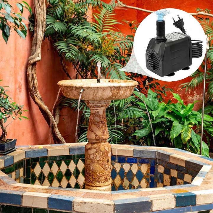 Mocna Pompa 2000L/h DO oczka WODNEGO FONTANNA KASKADA + 3 Końcówki