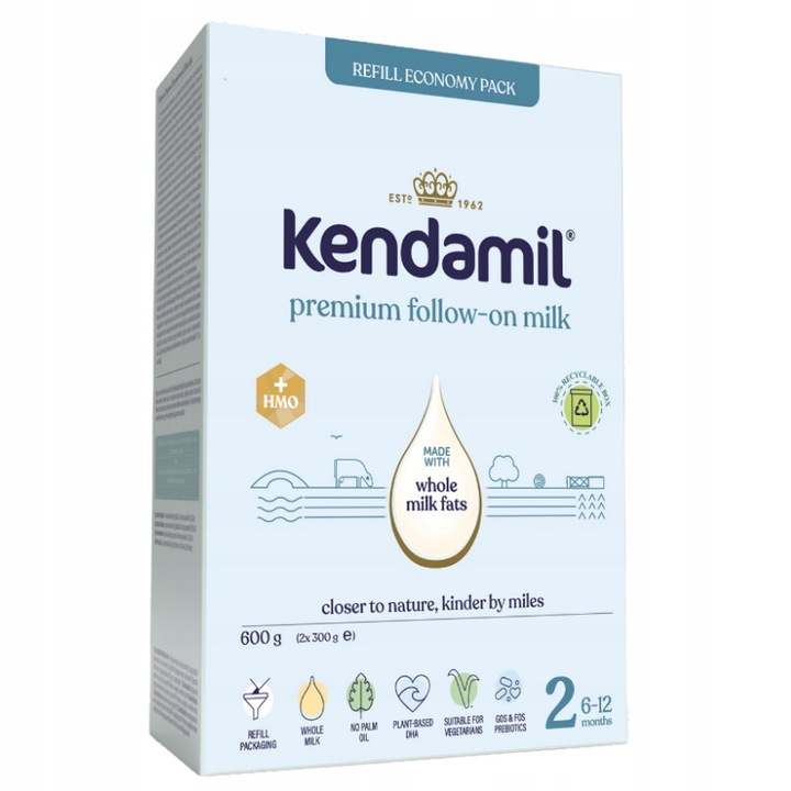 Mleko Następne Kendamil Premium 2 HMO+ bez oleju rybiego i palmowego 600g