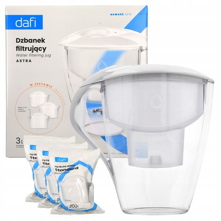 Dzbanek filtrujący wodę Dafi ASTRA 3L + 3x unimax
